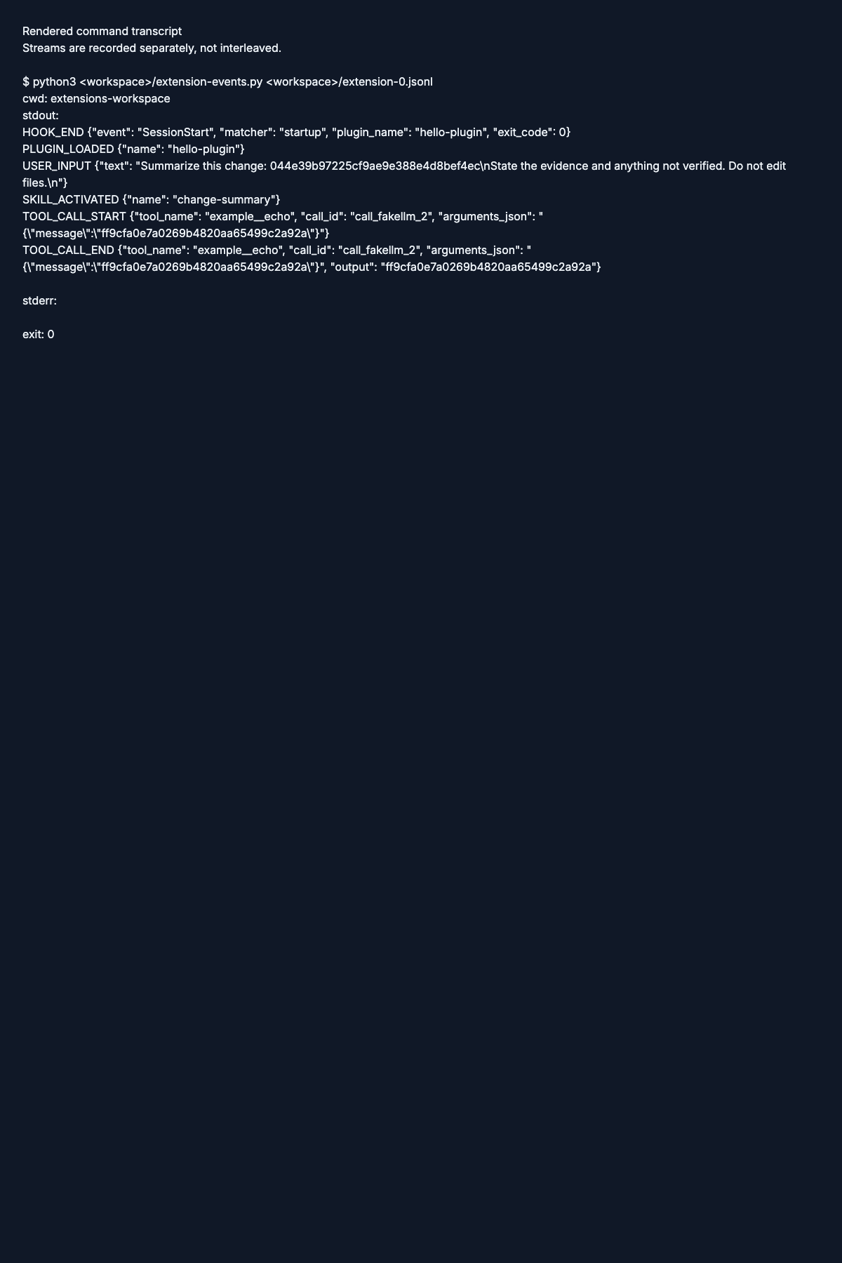 Extensions CLI action checkpoint