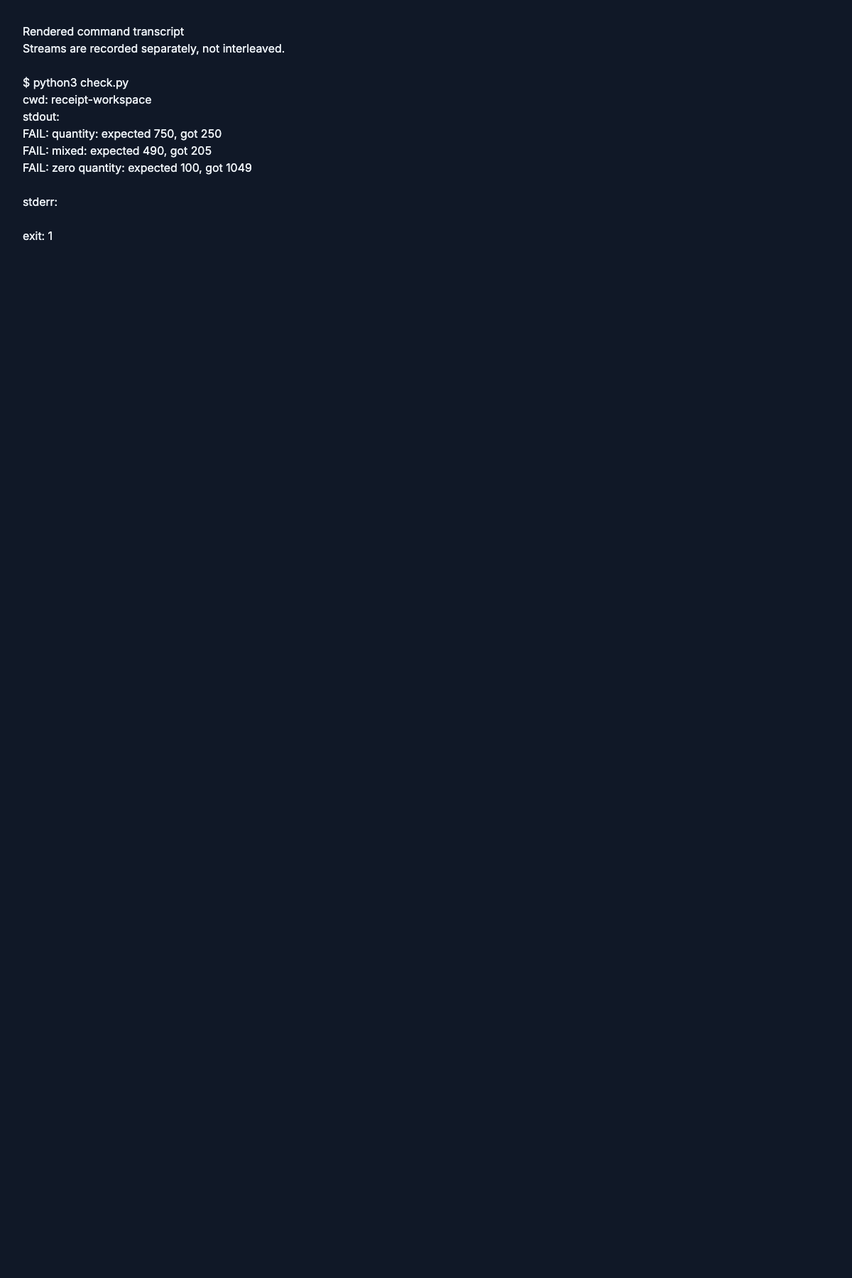 Receipt CLI entry checkpoint